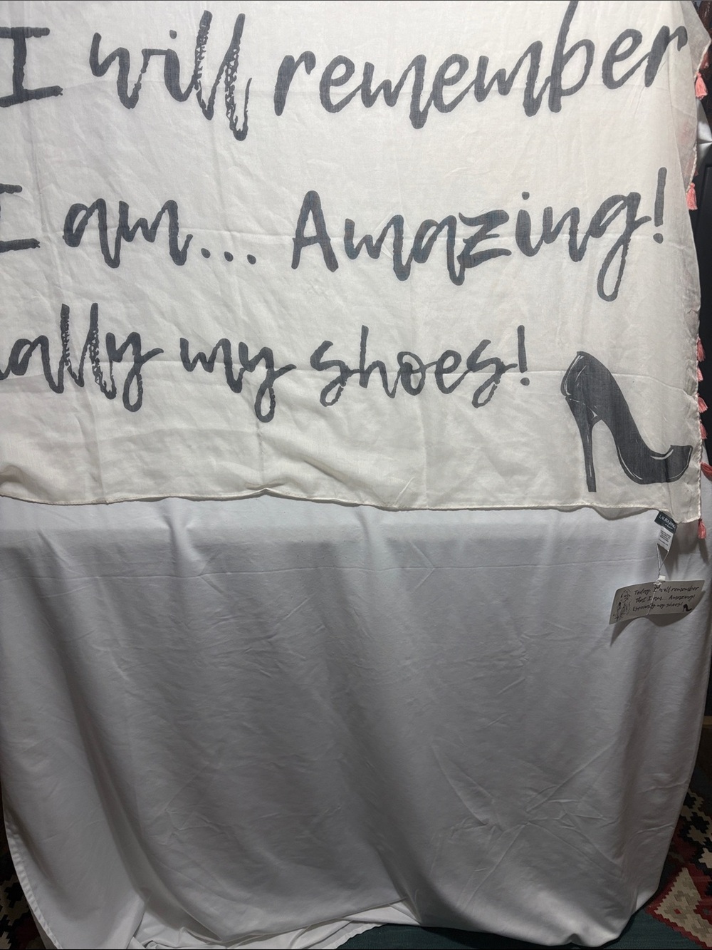Cream Script Print Wrap Scarf - Lightweight Women's Accessory - Picture 3 of 6